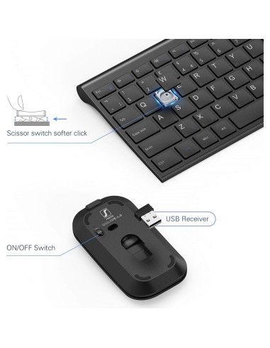 Combo Teclado y Ratón Inalámbrico Seenda Negro Compacto