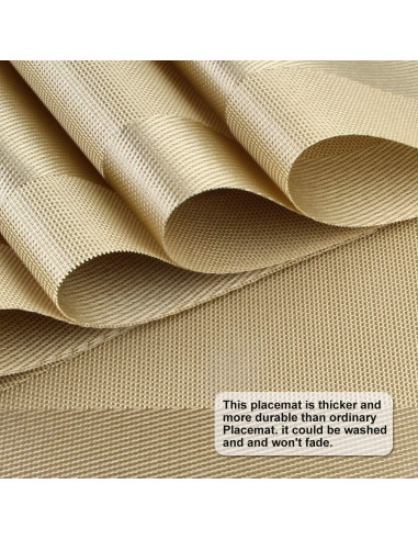 DACHUI Juego de 8 Manteles Rectangulares Dorados PVC