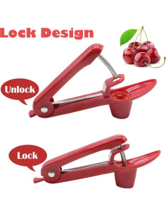 Deshuesadora de cerezas PCTC roja, acero inoxidable y silicona 2