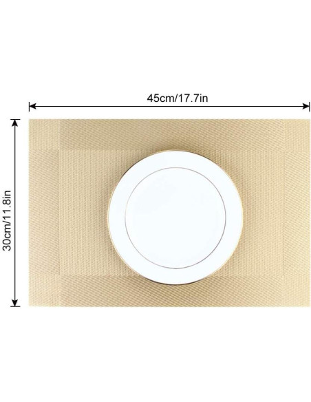 DACHUI Juego de 8 Manteles Rectangulares Dorados PVC