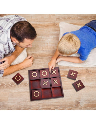 Juego de Tres en Raya de Madera Juvale 24 cm Decorativo