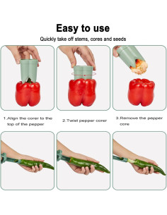 Removedor de Semillas de Pimiento 2 en 1 Genérico - Cortador de Vegetales 2