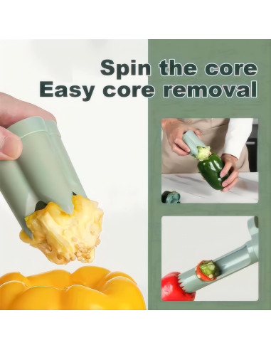 Removedor de Semillas de Pimiento 2 en 1 Genérico - Cortador de Vegetales