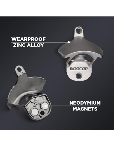 Abrebotellas Magnético Montado en Pared MAGCAP - Níquel Mate