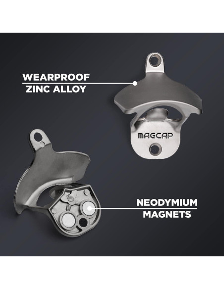 Abrebotellas Magnético Montado en Pared MAGCAP - Níquel Mate