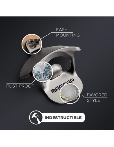 Abrebotellas Magnético Montado en Pared MAGCAP - Níquel Mate