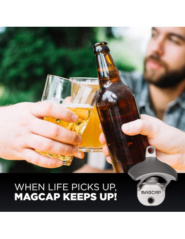 Abrebotellas Magnético Montado en Pared MAGCAP - Níquel Mate