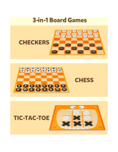Juego de Mesa Coogam 3 en 1 Ajedrez Damas y Tres en Raya 2