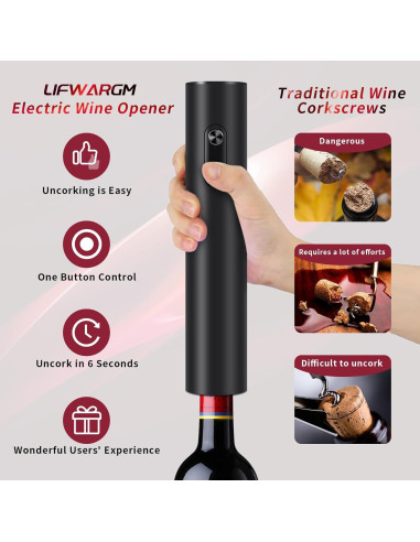 Abridor de Vino Eléctrico LIFWARGM Automático 0.21 kg