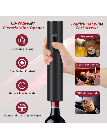 Abridor de Vino Eléctrico LIFWARGM Automático 0.21 kg