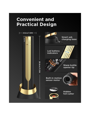 Abridor de Vino Eléctrico Newise EWO005 Recargable 60 Botellas