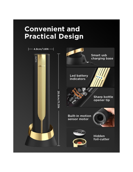 Abridor de Vino Eléctrico Newise EWO005 Recargable 60 Botellas