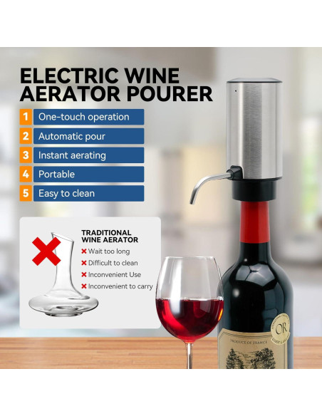 Abridor de Vino Eléctrico HSJAYAH con Aerador y Cortador Abridor de Vino Eléctrico HSJAYAH con Aerador y Cortador