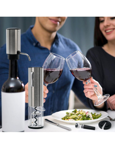 Abridor de Vino Eléctrico HSJAYAH con Aerador y Cortador