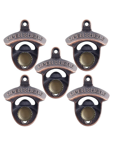 5 Abrebotellas Magnéticos de Pared HAIICEN Cobre Antiguo