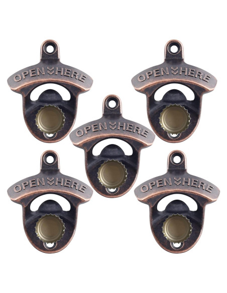 5 Abrebotellas Magnéticos de Pared HAIICEN Cobre Antiguo