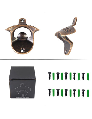 5 Abrebotellas Magnéticos de Pared HAIICEN Cobre Antiguo