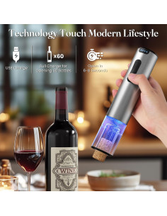 Abridor de Vino Eléctrico HomeHacks Recargable con Cortador 2