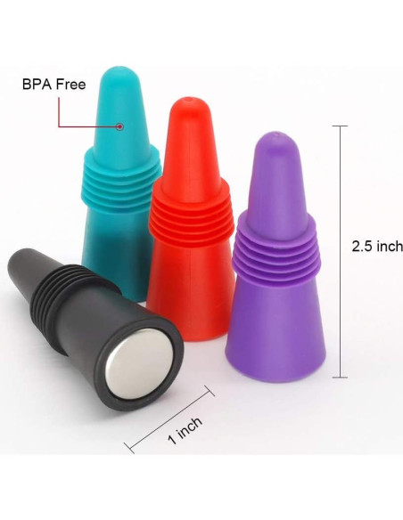 6 Tapones de Silicona Reutilizables AK1980 para Vino 6 Tapones de Silicona Reutilizables AK1980 para Vino