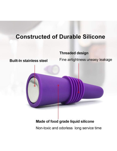 6 Tapones de Silicona Reutilizables AK1980 para Vino