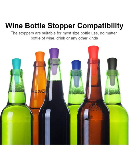 6 Tapones de Silicona Reutilizables AK1980 para Vino 6 Tapones de Silicona Reutilizables AK1980 para Vino