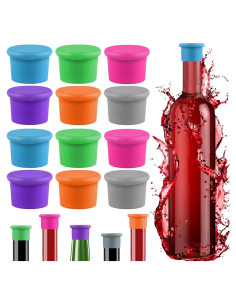 Set de 12 Tapones de Silicona para Botellas de Vino TKYZMS