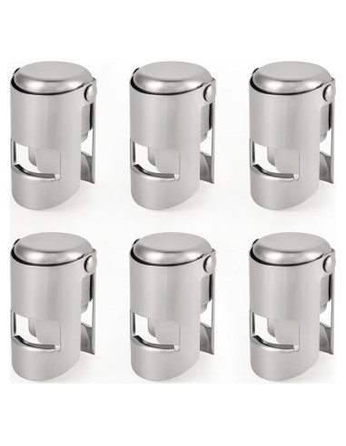 I-MART Paquete de 6 Tapones de Acero Inoxidable para Champán