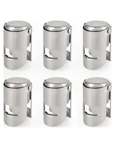 I-MART Paquete de 6 Tapones de Acero Inoxidable para Champán
