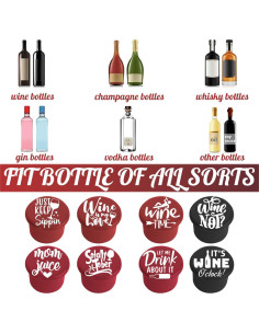 8 Tapones de Vino Divertidos Migarndy - Silicona Reutilizable 2