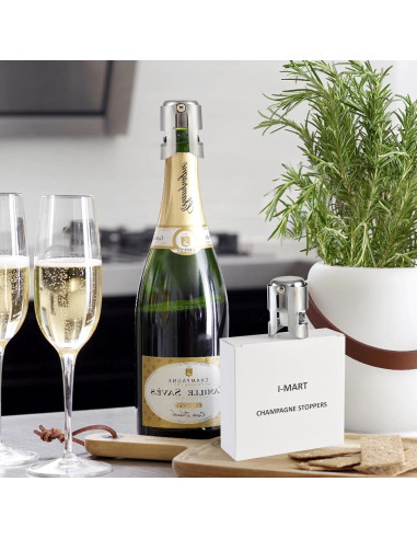 I-MART Paquete de 6 Tapones de Acero Inoxidable para Champán