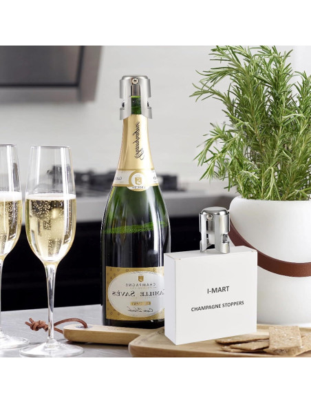 I-MART Paquete de 6 Tapones de Acero Inoxidable para Champán