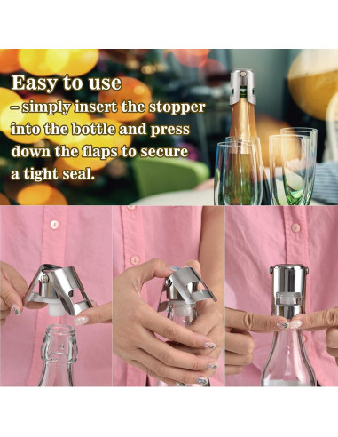 I-MART Paquete de 6 Tapones de Acero Inoxidable para Champán