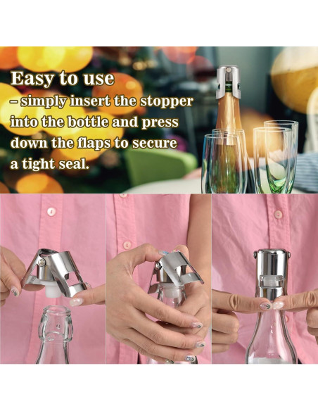 I-MART Paquete de 6 Tapones de Acero Inoxidable para Champán