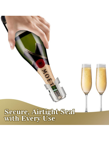 I-MART Paquete de 6 Tapones de Acero Inoxidable para Champán