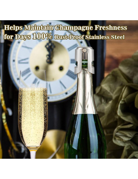 I-MART Paquete de 6 Tapones de Acero Inoxidable para Champán