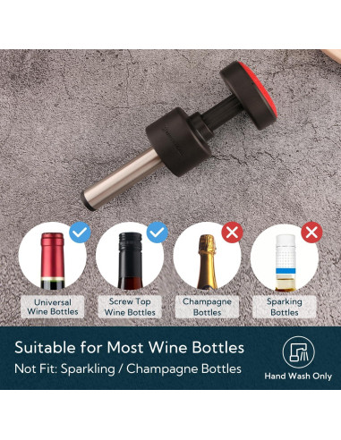 Tapón de Vino al Vacío KITCHENDAO 2 en 1 con Marcador de Fecha