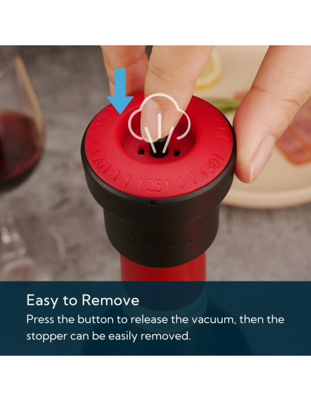 Tapón de Vino al Vacío KITCHENDAO 2 en 1 con Marcador de Fecha