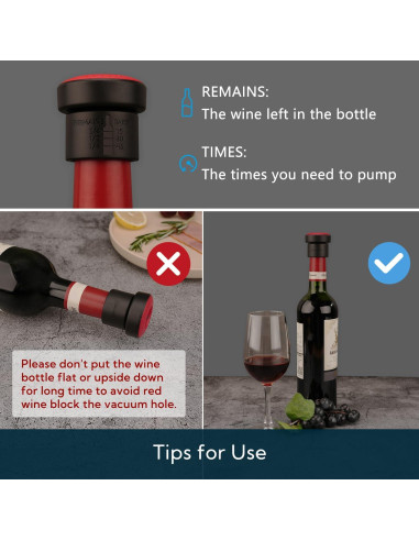 Tapón de Vino al Vacío KITCHENDAO 2 en 1 con Marcador de Fecha