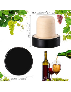 Tapones de corcho en forma de T Yookeer - 24 piezas negros 2