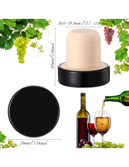 Tapones de corcho en forma de T Yookeer - 24 piezas negros