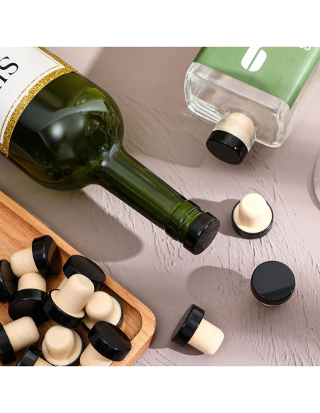 Tapones de corcho en forma de T Yookeer - 24 piezas negros