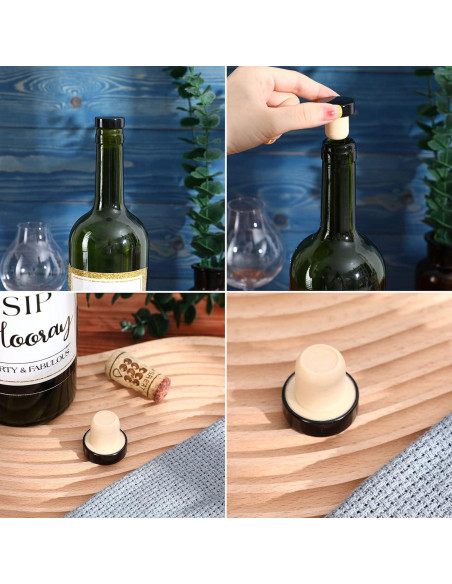 Tapones de corcho en forma de T Yookeer - 24 piezas negros