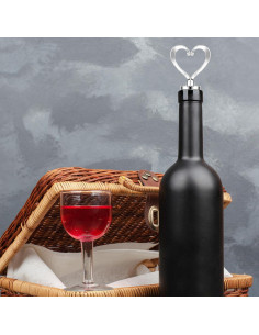 3 Tapones Reutilizables para Vino YUXIANLB Corazón Plateado 2