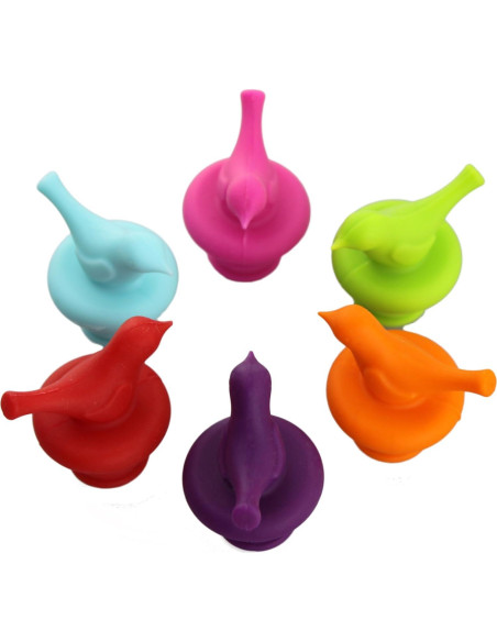 Tapones de Silicona para Botella de Vino Melostu - 6 Piezas Multicolor