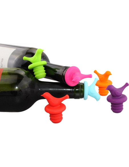 Tapones de Silicona para Botella de Vino Melostu - 6 Piezas Multicolor