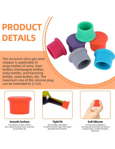 Tapones de Silicona para Botellas de Vino Yiwoo - Paquete de 6 2