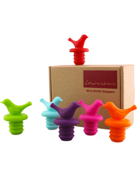 Tapones de Silicona para Botella de Vino Melostu - 6 Piezas Multicolor