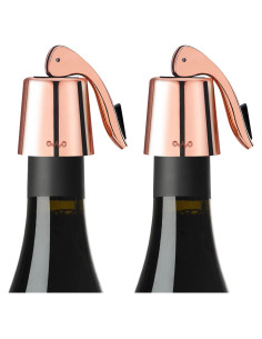 Tapón de Vino OWO de Acero Inoxidable Rosa Oro - 2 Paquete
