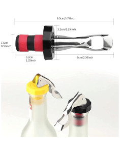 6 Tapones de Vino Reutilizables KINMINGZHU Silicona y Acero 2