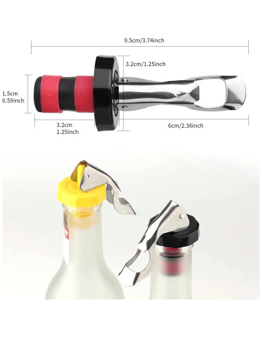 6 Tapones de Vino Reutilizables KINMINGZHU Silicona y Acero